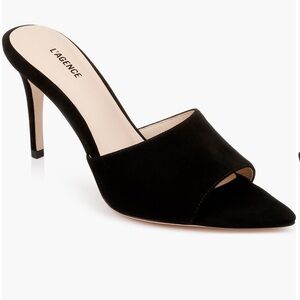 L'AGENCE Lolita Open Toe Black Suede Mules Sandals Size 8.5